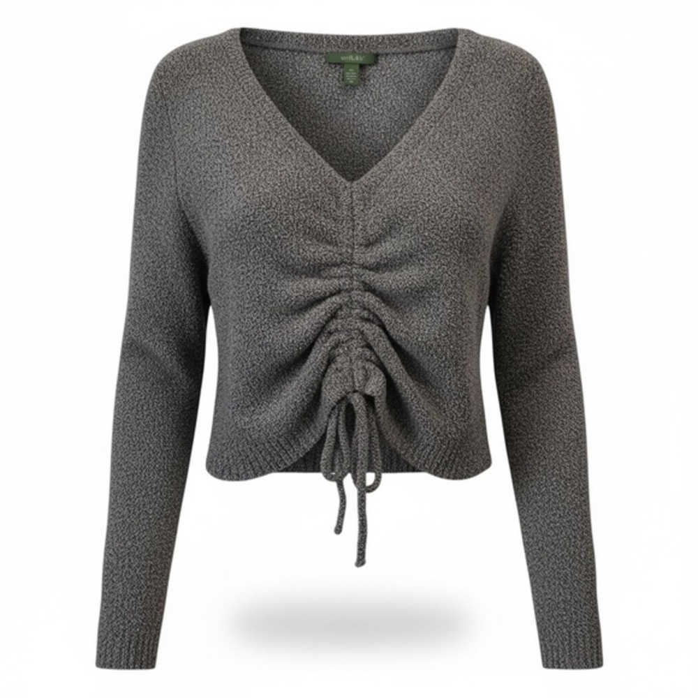 Wild Fable Ruched Front Crop Sweater Juniors Xxl Gray